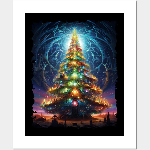 Fantastical Bright Christmas Tree Wall Art by Obotan Mmienu